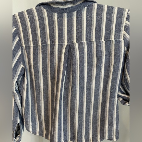 Anthropology Cloth & Stone Navy and White Striped Button Down Shirt  XS - Picture 6 of 10